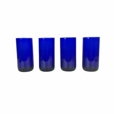 Vintage Cobalt Blue Glasses, Set of 4 