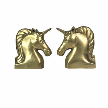 Vintage Brass Unicorn Bookends 