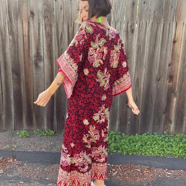Vintage 70s Indian cotton dress from Thailand with angel sleeves 