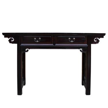 Chinese Oriental Brown Ru Yi Drawers Altar Foyer Side Console Table cs4982S