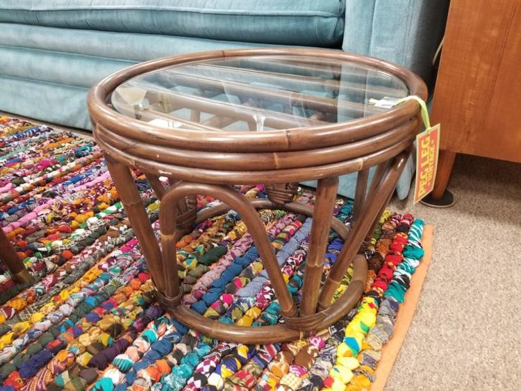                   Vintage bamboo side table