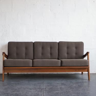 Danish Wall-Leaning Sofa with Textured Upholstery