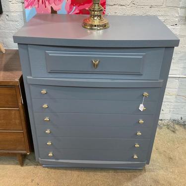 Gray painted mid century chest with 4 drawers. $550 34.5” x20” x 43” 