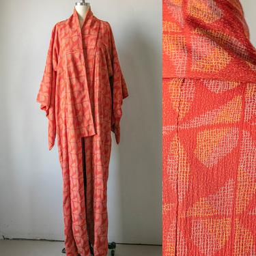 1950s Kimono Rayon + Silk Japanese Robe 