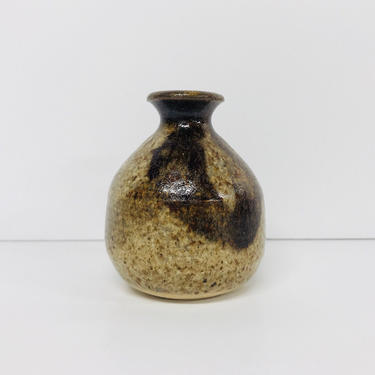Vintage Ceramic/ Studio Pottery/ Bud Vase/ Unsigned Brown/ Black/ Home Decor/ Wabi Sabi/ FREE SHIPPING 