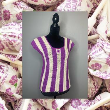 Vintage 1970s knitted crochet vest top 