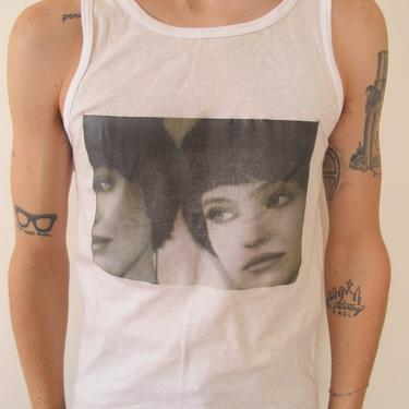 s/m marc jacobs black & white cinema shirt on light sand marc by marc jacobs tank top - size mens small s - size womens medium m  - sand 