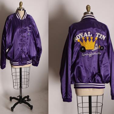 1980s Purple and White Vintage Antique Car Club Members Only Royal Tin Springfield MO Jacket by Aristo Jac -XL 