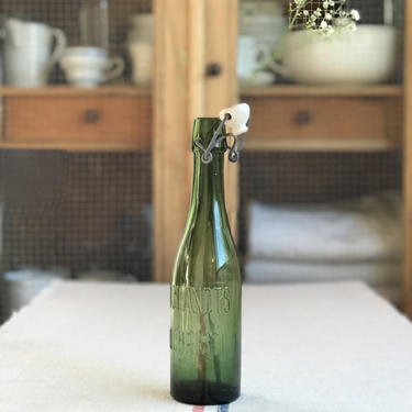 Beautiful Green European  soda bottle with script Rolandts Lochristi 