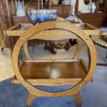 Art Deco Oak Trolley Bar Cart