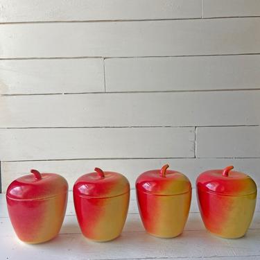 Vintage Retro Hazel Atlas Milk Glass Yellow, Red Apple Jame Jars // Rustic, Farmhouse, Apple Decor // Apple Catch All, Jars // Perfect Gift 