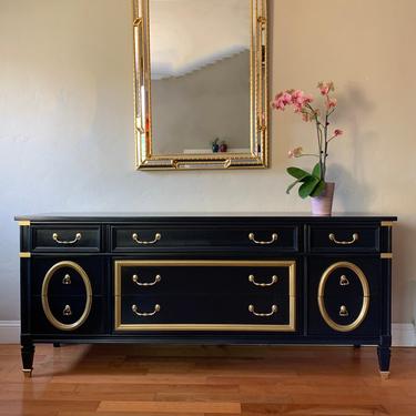 SAMPLE PIECE - Solid Wood Navy Blue Gold Dresser Buffet Sideboard 