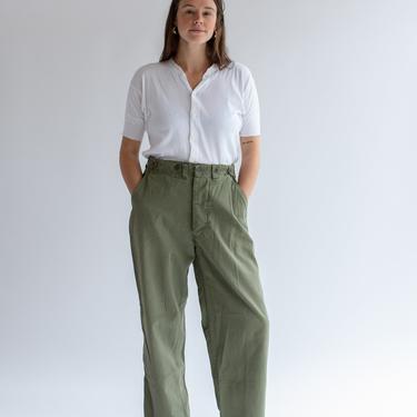 Vintage 29 30 31 Waist Olive Green Field Trouser | 100% Cotton | 13 star Metal Button 
