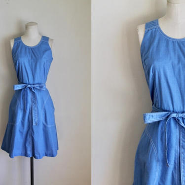 Vintage 1960s/70s Blue Wrap Dress / S/M 