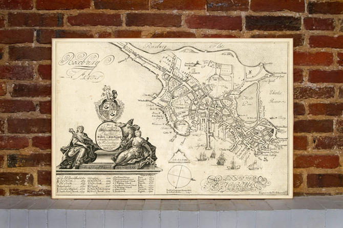 1728 Boston Vintage Map Canvas Print 