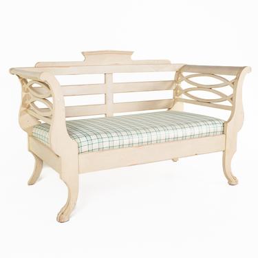 Drexel White Daybed with Green Checker Cushion 