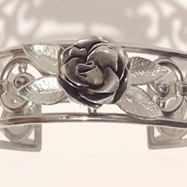 Vintage Coro Metal Flower Cuff Bracelet Jewelry 