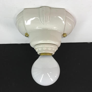 5313 White Porcelain Bathroom Kitchen Ceiling Bulb Fixture Rewired Restored 