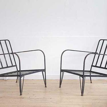 Pair of Metal Outdoor Lounge Chairs