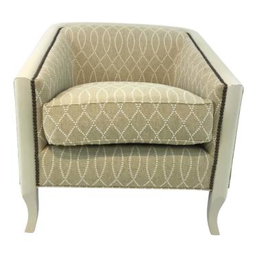 Modern Drexel Heritage Gold and Cream Bria Lounge Chair