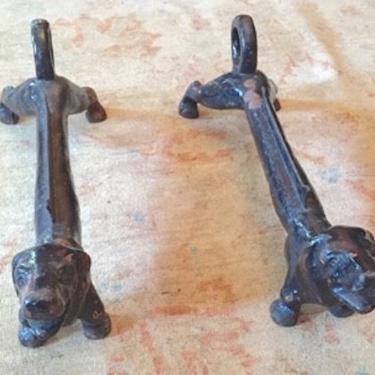 Antique Cast Iron Daschund/Weiner Dog Boot Scrapers | Door Stops | 22 | 1 pair