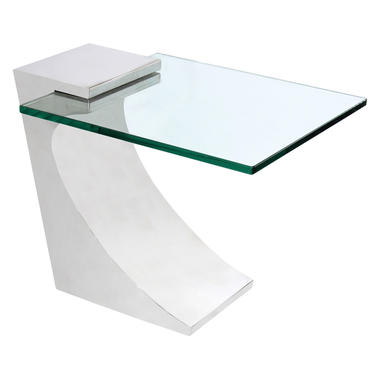 Chic Cantilevered Side Table in Polished Stainless Steel 1970s - SOLD