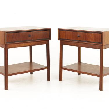 Jack Cartwright for Founders Mid Century Walnut Nightstands - A Pair - mcm 