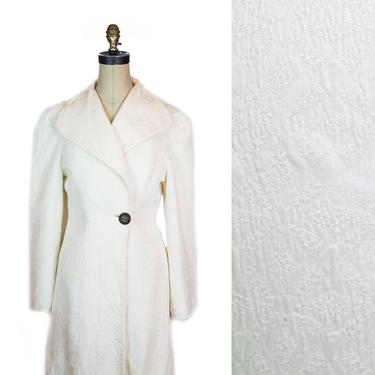 1930s Coat ~ White Quilted Puff Sleeve Evening Jacket 