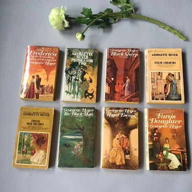 Georgette Heyer historical romance paperbacks - 8 Bantam editions - 1960s - 1970s vintage novels 