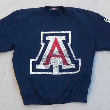 Vintage Sweatshirt The University of Arizona 1990s Medium Distressed Preppy Grunge College University Street Clothing Arizona Wild Cats 