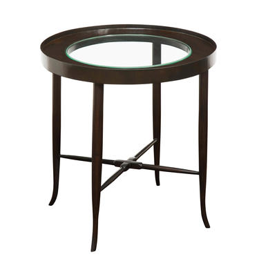Tommi Parzinger Elegant Side Table With Inset Glass Top 1950s