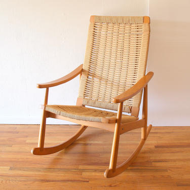 Mid Century Modern Woven Rocking Chair