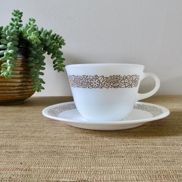 Vintage Corelle Woodland Cups and Saucers - Corelle Coffee Cups - Corelle Tea Cups Brown Corelle - Corelle Woodland Cup Set 