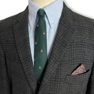 Vintage 1950s/1960s 100% WOOL TWEED Blazer ~ size 42 to 44 R~  jacket / sack sport coat ~ Preppy / Ivy League / Trad ~ Plaid 