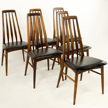 Niels Koefoeds Hornslet Eva Rosewood Mid Century Modern Dining Chairs - Set of 6 - mcm 