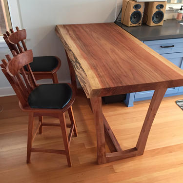 Redwood Kitchen Island Table with Kochlacs Wood Base 
