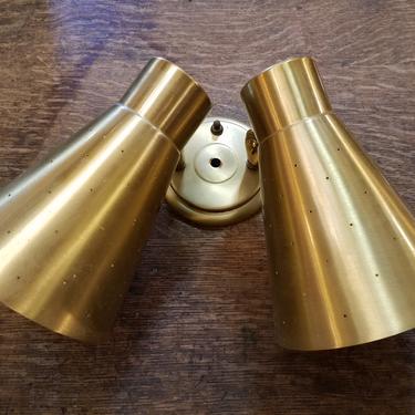 1950s Double Starlight Sconce. Brushed Gold Tone.