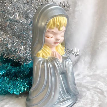 Vintage Ceramic Mary Figurine | 70s Arner's  Christmas Nativity Creche Scene Doll by blindcatvintage