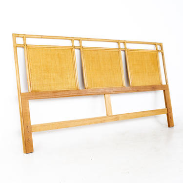 McGuire Style Mid Century Bamboo and Rattan Blonde King Headboard - mcm 