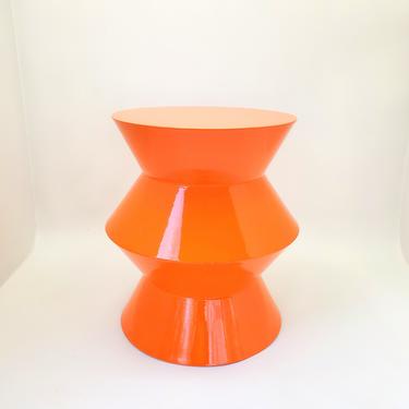Mid Century Modern Orange Nightstand Night Stand or End Table Geometric 1960's Living Room Sofa Table Coffee Table Decor Entryway Office 