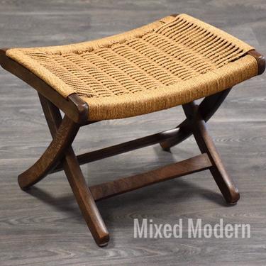 Hans Wegner Style Folding Footstool Ottoman 
