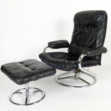 Reclining Leather Lounge Chair With Ottoman