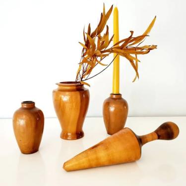 Vintage Myrtlewood Your Choice of Vase Candleholders Pestle 