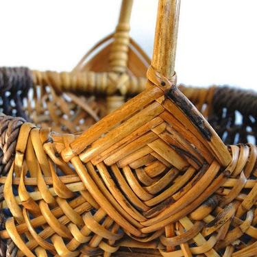 God’s Eye Splint Oak & Reed Melon Basket Vintage Appalachian Buttocks Bun Basket Handmade Folk Art Primitive Rustic Home 