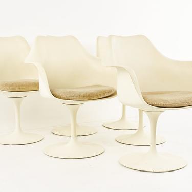 Eero Saarinen for Knoll Mid Century Tulip Dining Chairs with Two Captains Chairs - Set of 6 - mcm 