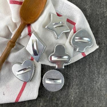 Playing cards plus cookie cutters - vintage aluminum baking set 