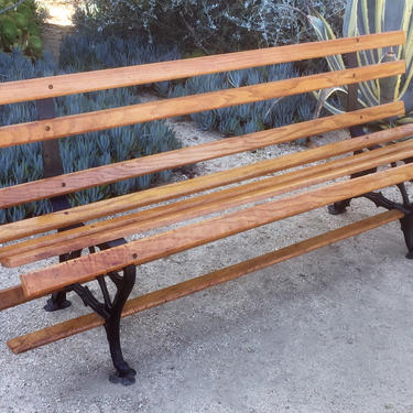 Vintage 6&#x27; cast iron and wood slat bench