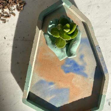 Geo Shaped Tray Dish Catchall Marbled (Large Size) 
