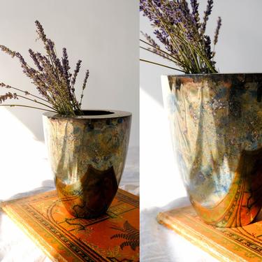 Vintage Silver Patina Vase | Decorative Vase | Rustic, Farmhouse, Home Decor | Vintage Silver Boho Flower Vase Pot 
