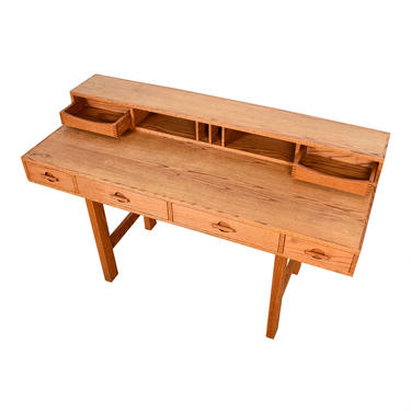 Flip-Top Danish Modern Red Oak ‘Custom Lovig’ Partner’s Desk